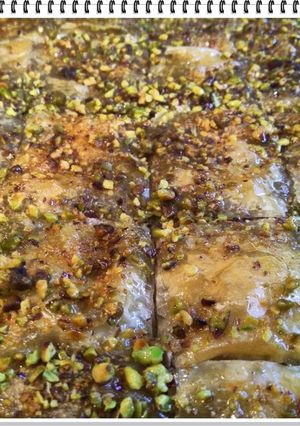 A picture of Baklava with Pistachios and Walnuts.