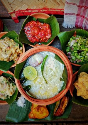A picture of Bharta with lefover watered rice (Panta Bhat).