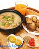 Cháo nấm hạt sen tươi