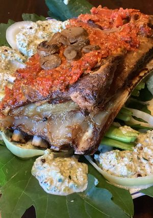 A picture of California Farm Tomato Crusted Lamb Ribs.