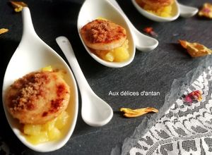 Une photo de Bouchée boudin blanc, ananas et pain d'épices