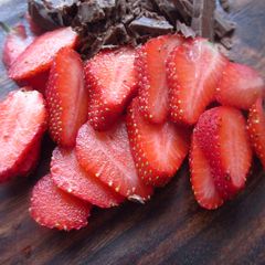 A picture of Fresh Fruits dressed with Chocolate Balsamic Vinaigrette to Cheer me Up!.