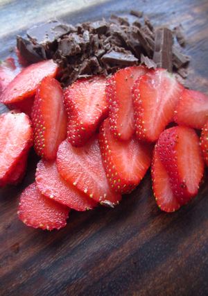 A picture of Fresh Fruits dressed with Chocolate Balsamic Vinaigrette to Cheer me Up!.