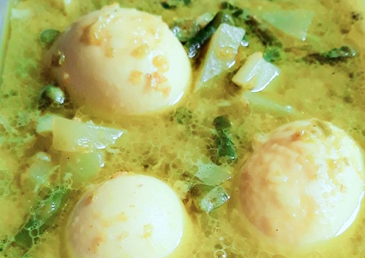 Resep Gulai telur mix labu siam dan kacang panjang Anti Gagal