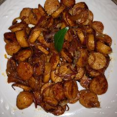 A picture of Chicken hot dog stir fry.
