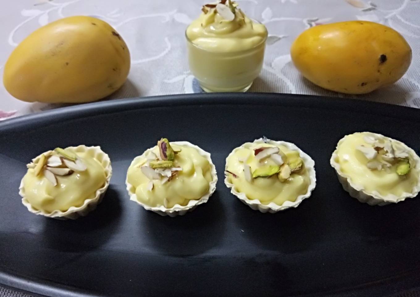 Amrakhand tarts (Mango shrikhand)