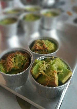 Foto resep Puding Roti Pandan