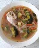 Pollo con fideo y verduras 🍗🥔🥕