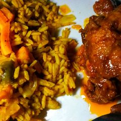 A picture of Turmeric jollof rice.
