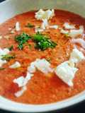 Pikante Wassermelonen Suppe mit Feta - Rettich Topping