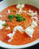 Pikante Wassermelonen Suppe mit Feta - Rettich Topping