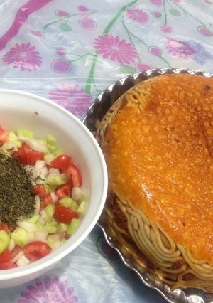 عکسی از دستور ماکارانی با سالاد شیرازی