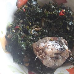 A picture of Fresh fish and vegetables.