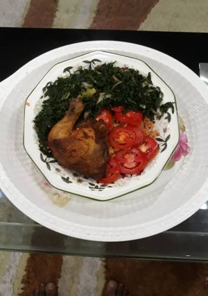 A picture of Grilled chicken with vegetable.