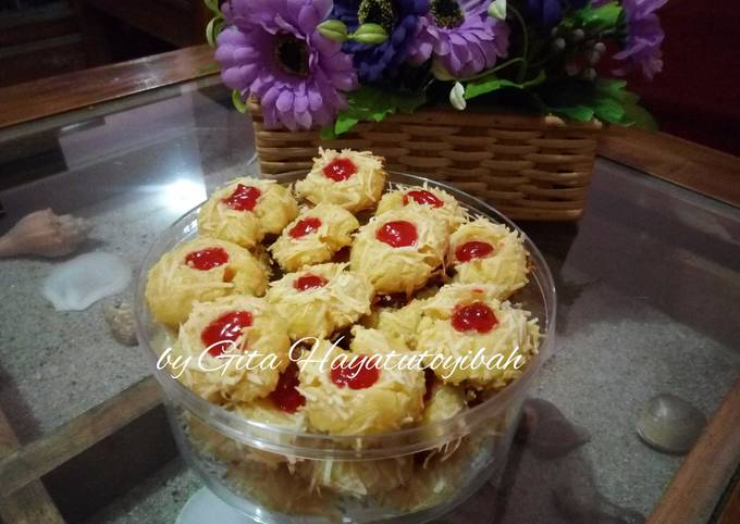 Thumbprint cookies with strawberry jam