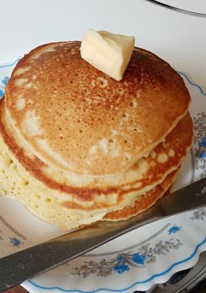 A picture of Fluffy American style pancakes.