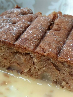 A picture of Vickys Spiced Pear Cake, GF DF EF SF NF.