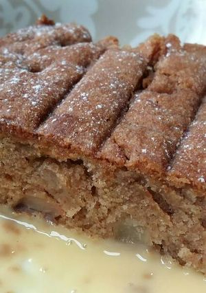 A picture of Vickys Spiced Pear Cake, GF DF EF SF NF.
