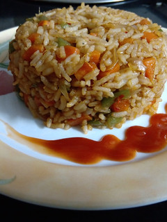 A picture of Veg Schezwan fried rice.