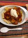 Spicy unusual sausage goulash