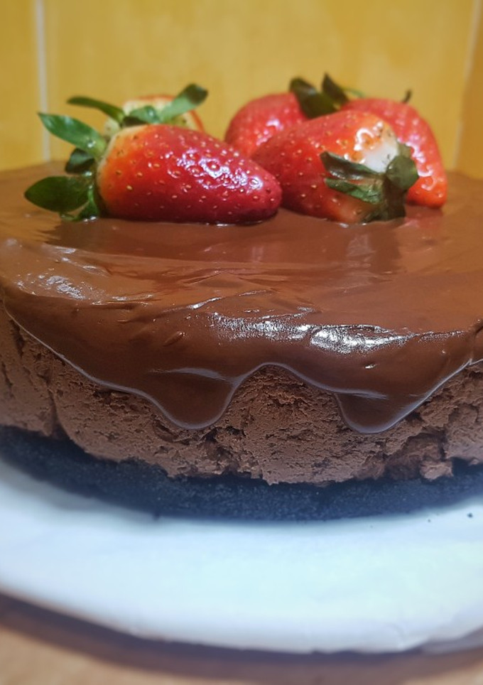 Una foto de Triple chocolate cheesecake
