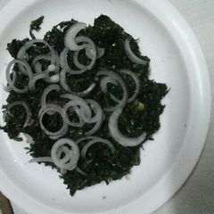 A picture of Fried cowpeas leaves (Fried Kunde).