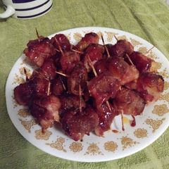 A picture of "Kid Friendly" Rumaki (no chicken livers).