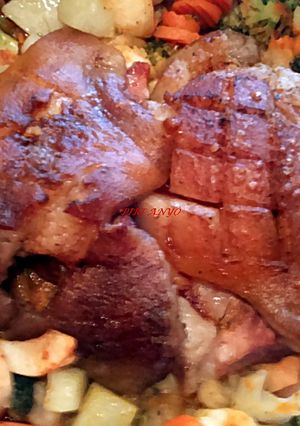 Almás-zöldséges sült csülök recept fotója