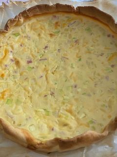 Una foto de Quiche de Calabacín, Puerro y Lacón