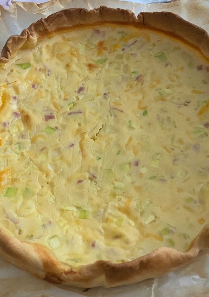 Una foto de Quiche de Calabacín, Puerro y Lacón