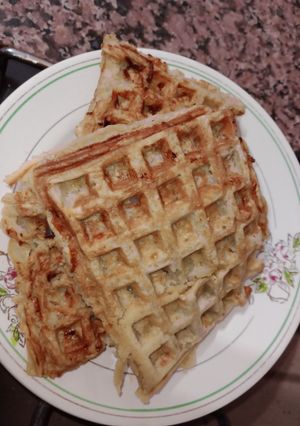 Una foto de Waffles de avena y manzana