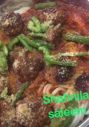 A picture of Meat ball speggeti.