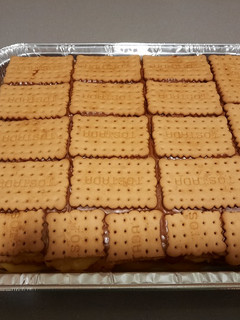 Una foto de Tarta de galletas con natillas chocolate