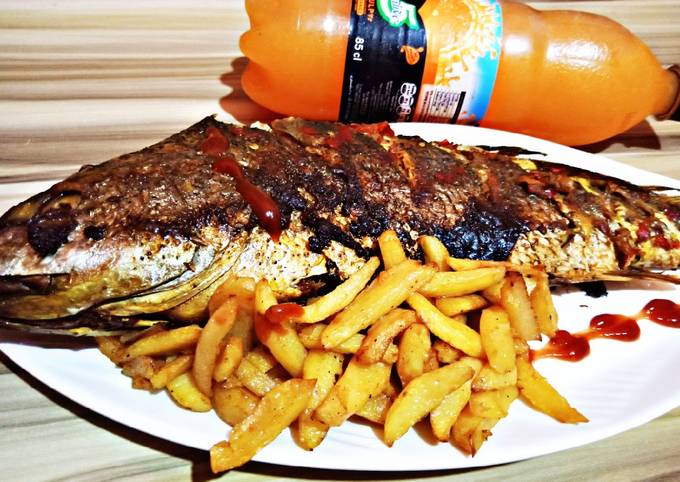 Grilled croaker fish