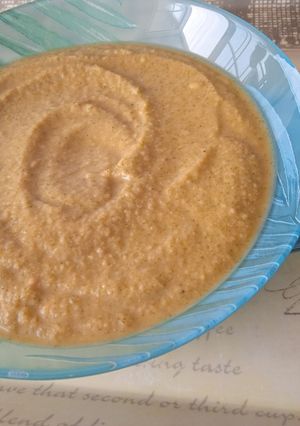 Una foto de Puré de brócoli y garbanzos