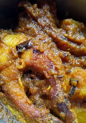 A picture of Bhetki fish curry.