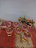 Fruit custard with grapes sauce and jelly