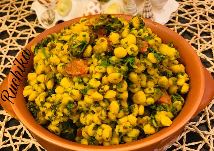 Recipe of Speedy Chana daal methi ki sabzi engal gram and fenugreek leaves veg)