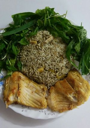 عکسی از دستور باقالی پلو با ماهی😋