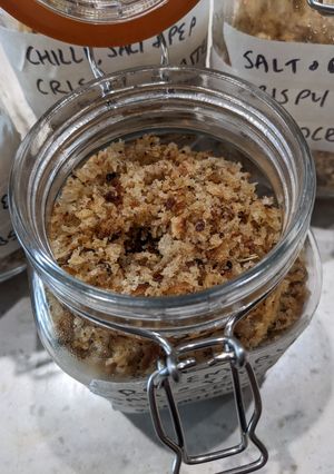A picture of Crispy toasted bread crumbs.