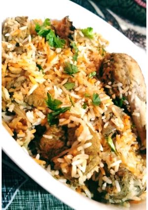 A picture of Hyderabadi biryani recipe.