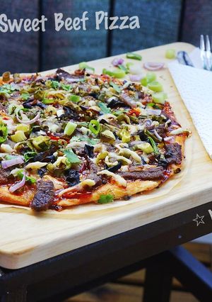 Foto resep 🍕🍕 Hot and Sweet Beef Pizza 🍕🍕