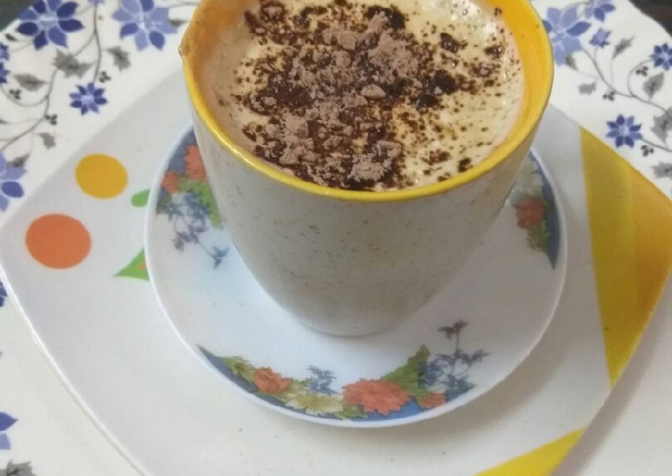 Creamy hot brown coffee