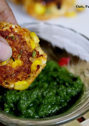 A picture of Oats, Paneer & Corn Tikkis or Cutlets.