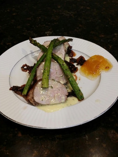 A picture of Brad's pork tenderloin medalions w/ lemon caper bearnaise sauce.