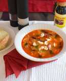 Red kidney bean soup with smoked ham