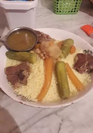 A picture of Algerian White Sauce Couscous (Wedding Style).