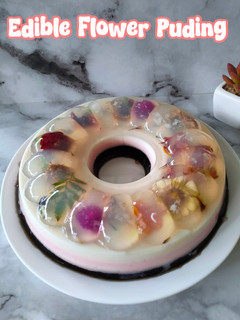 Foto resep 478. Edible Flower Puding (Puding Lapis Bunga)
