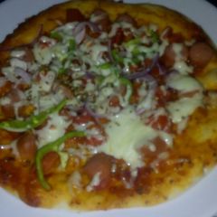 A picture of Sausage Pepperoni Pizza#4weekschallenge#Snacksrecipe#.
