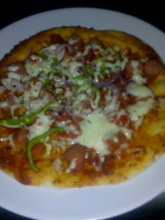 A picture of Sausage Pepperoni Pizza#4weekschallenge#Snacksrecipe#.